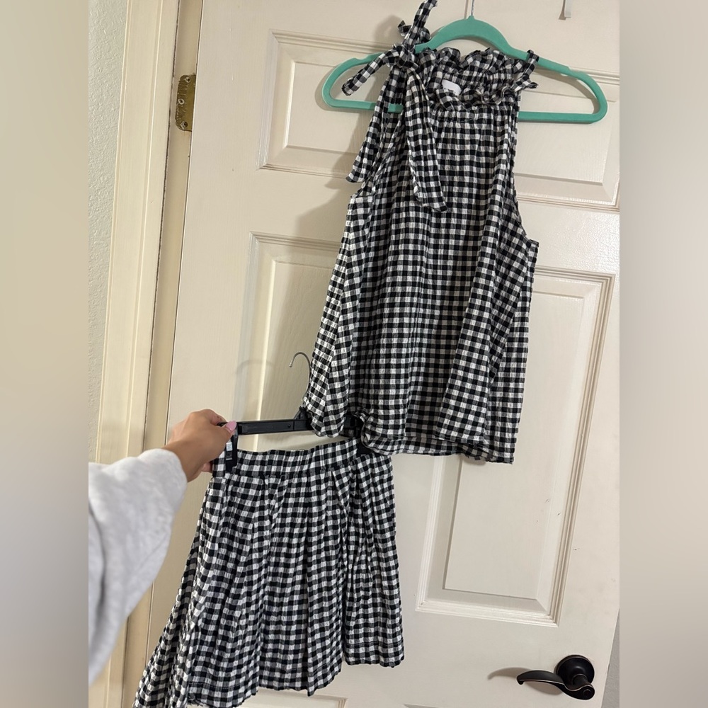 Adrienne Black and White Gingham Blouse NWOT
